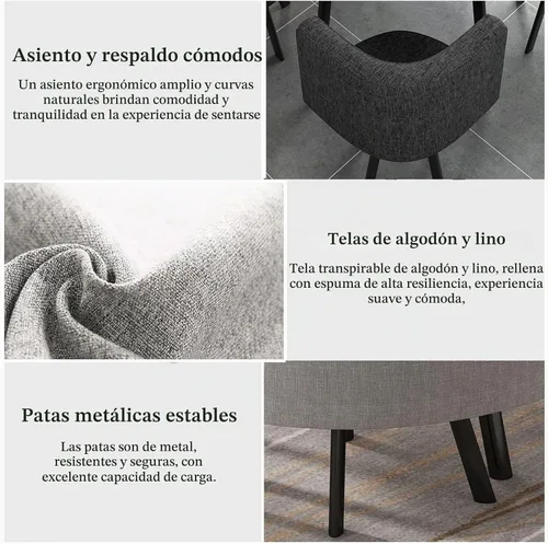 Vista 5 de Moderno juego de mesa de comedor cuadrada con 4 sillas, ahorro de espacio, fácil montaje