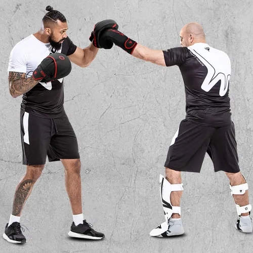 Vista 2 de RDX Almohadillas de boxeo Curvadas Focus Mits, Maya Hide Leather Kara Hook and jab Training Pads, correa ajustable ventilada, MMA Muay Thai