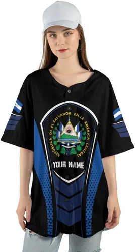 Vista 5 de Personalizado El Salvador Camiseta De Béisbol, Camisa Personalizada Hombres Orgullosos Camisetas De La Bandera De El Salvador, Camisas Del Salvador