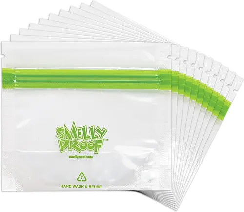 Vista 12 de Smelly Proof 50 bolsas reutilizables de almacenamiento de alimentos expandibles de pie y relleno, fabricadas en Estados Unidos, sin PEVA ni BPA