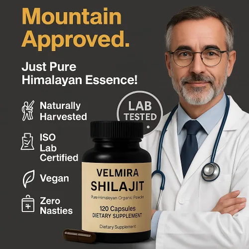 Vista 5 de Velmira. Shilajit Cápsulas de resina pura del Himalaya. 1000 mg, verificado en laboratorio, naturales para hombres y mujeres, más de 85 minerales