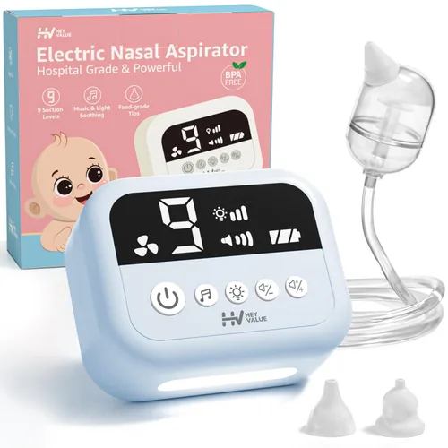 Vista 11 de HEYVALUE Aspirador Nasal para Bebé, Ventosa Nasal de Grado Hospitalario con 9 Niveles de Succión, Luz Nocturna y Función Tranquilizante de Canciones