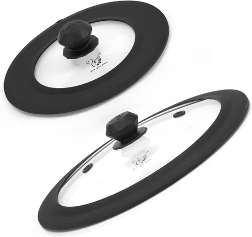 Vista 18 de Tapa universal de vidrio templado ventilado para sartén con borde de silicona resistente al calor, cubierta de tapa de salpicaduras de microondas