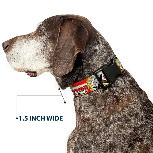 Vista 7 de Collar de perro Clip de plástico Thor Hammer rojo, amarillo y blanco, 9 a 15 pulgadas, 1.0 pulgadas de ancho, multicolor (PC-WTH005-S)