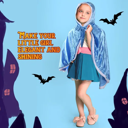 Vista 5 de Paquete de 2 capas de piel de princesa con capucha de Halloween capa de princesa con capucha disfraz para niñas pequeñas cosplay de hadas