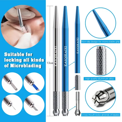 Vista 3 de Microblading - Juego de 20 lápices de cejas manuales para tatuajes+lápices impermeables para cejas, juego de lápices de cejas para marcar, rellenar