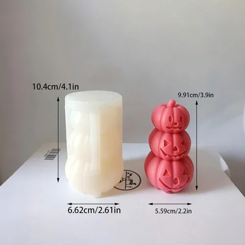 Vista 2 de Molde de vela de calabaza, molde de silicona de calabaza de terror 3D, molde de silicona reutilizable para velas de bricolaje, jabón hecho a mano