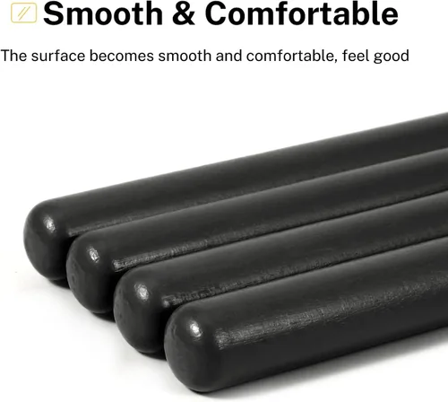 Vista 5 de Donner Baquetas 5A, baquetas clásicas de madera de arce negro con bolsa de almacenamiento, 2 pares