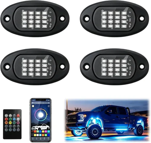 Vista 8 de SUNPIE - Luces de rock RGB LED, kit de 12 cápsulas de luz de neón subterránea con control remoto APP y modo de música, kit de luz impermeable
