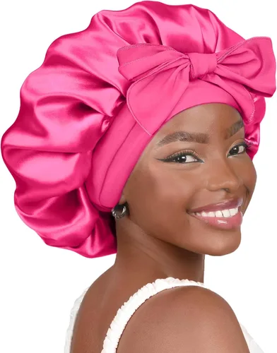 Vista 7 de YANIBEST Gorro de seda ajustable para mujeres durmientes, gorro de satén de doble capa que reduce la fricción y evita el encrespamiento y el cabello