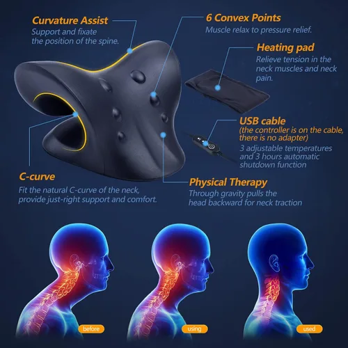 Vista 3 de Almohada de dispositivo de tracción cervical para aliviar el dolor de cuello y almohada cervical para dormir almohada cervical