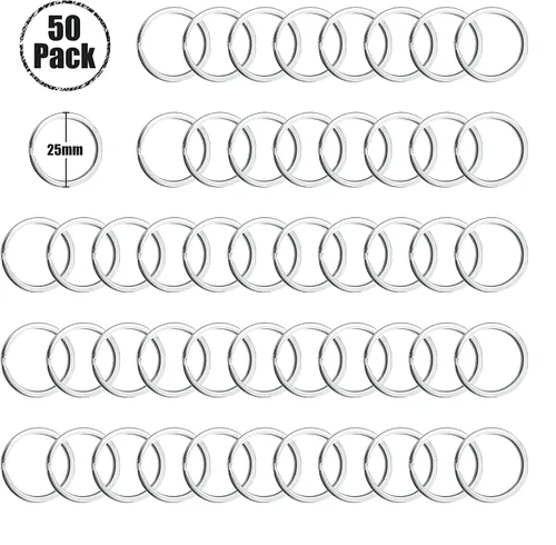 Vista 5 de Llaveros planos 50 piezas 1 pulgada llaveros planos anillos de metal anillos divididos anillo O plano para el hogar coche oficina llaves accesorio