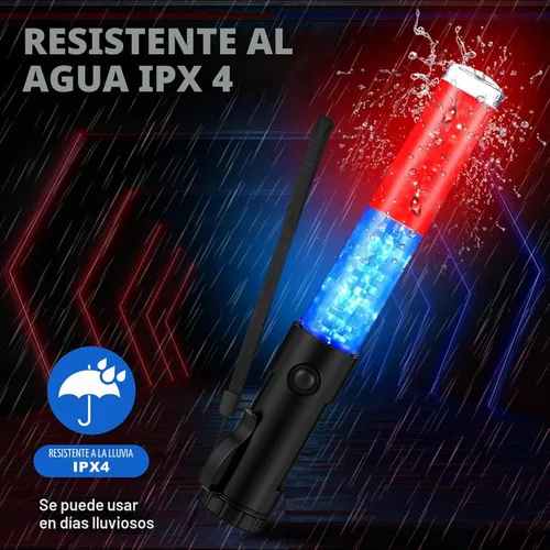 Vista 4 de Weewooday Paquete de 2 varitas de control de tráfico aéreo de seguridad de 11 pulgadas, varita LED de señal de tráfico linterna control de seguridad