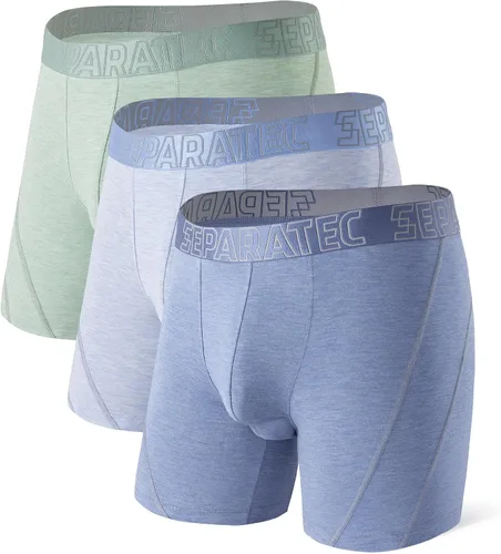 Vista 13 de Separatec Ropa interior para hombre con doble bolsa, calzoncillos tipo bóxer que absorben la humedad, rayón de bambú, transpirable, refrescante 1