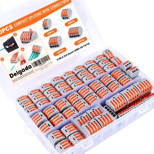 Vista 7 de Delgada 60 tuercas de conector de cable de palanca, conectores compactos de 2/3 conductores, kit de conectores eléctricos de empalme rápido