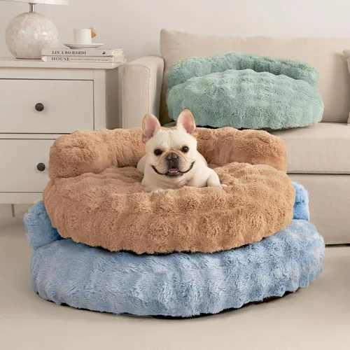 Vista 9 de EHEYCIGA Sofá cama suave para gatos de interior, cama extra pequeña esponjosa para perros con funda extraíble lavable, sofá para mascotas, Camello