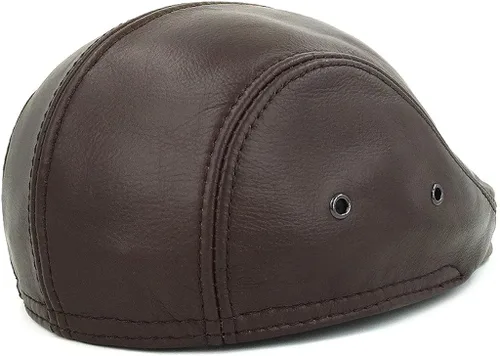 Vista 4 de LETHMIK Sombrero Plano de taxista en Piel Auténtica clásico Newsboy Cap Ivy de conducir