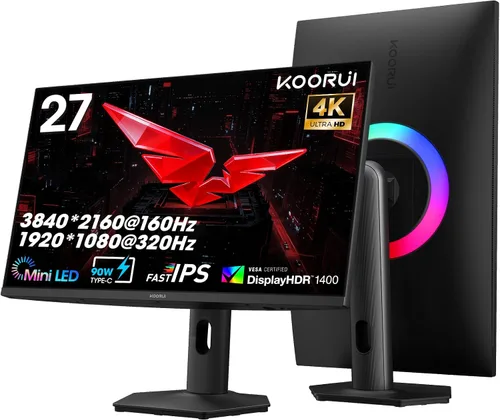 Vista 15 de KOORUI Monitor para juegos de 24.5 pulgadas, pantalla IPS FHD de 200 Hz 1080p, 1 ms (GG), HDR400, 90% DCI-P3, sincronización adaptativa, HDMI 2.0