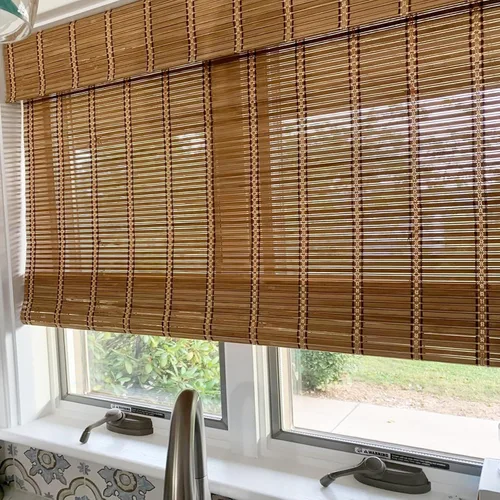 Vista 7 de Sunbox Persiana Romana de Bambú Inalámbrica, Persianas Romanas de Madera Tejida, Persianas de Bambú Natural con Filtrado de Luz para Ventanas