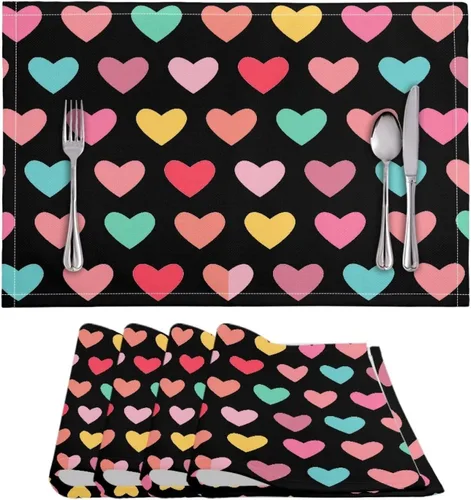 Vista 38 de BIGCARJOB Mantel individual de diseño personalizado, 4 piezas, tapete de mesa resistente al corazón, 12 x 18 pulgadas 1-diseño personalizado