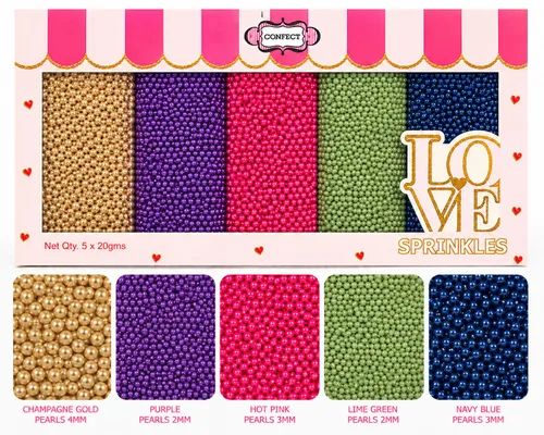 Vista 14 de Confect Gránulos Dorados de Perlas Gránulos Dorados para Decoración de Pasteles y Cupcakes y Celebración Paquete Surtido de 5 All That Glitters