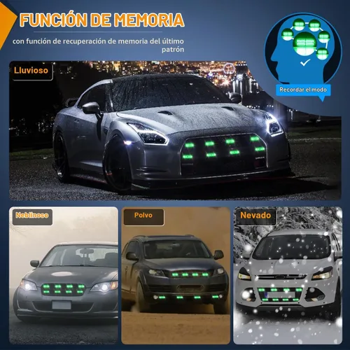 Vista 8 de Nilight 8 luces estroboscópicas LED con controlador 12 V 24 V función de sincronización verde luz de advertencia de peligro de emergencia 12 24 LED
