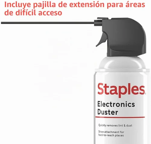 Vista 2 de Staples Plumero de aire comprimido – 10 oz. Lata para electrónica, teclados y dispositivos de oficina