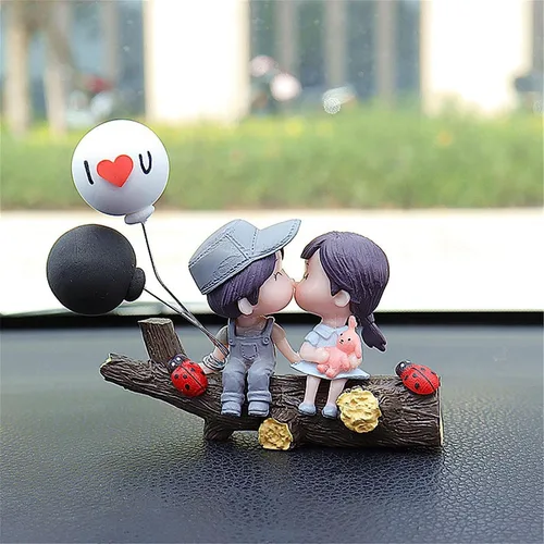 Vista 14 de Lindos adornos para pareja, lindo adorno para el interior del automóvil para parejas, decoración del automóvil, acción de caricaturas para parejas