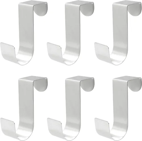Vista 8 de Paquete de 6 Ganchos sobre la Puerta de Gabinete, Ganchos Individuales de Metal sobre la Puerta para Colgar Medias, Ropa y Toallas (Negro)