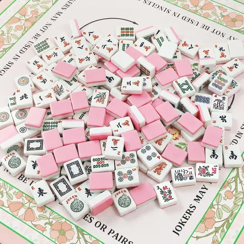 Vista 9 de American Mahjong - Juego de azulejos Mahjong, 166 azulejos rosados