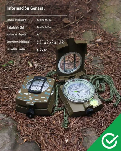 Vista 3 de Eyeskey Brújula Militar de Supervivencia Táctica Multifuncional con Cordón y Bolsa Impermeable y Resistente a los Impactos Brújula de EK1001