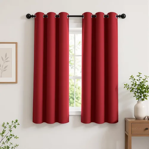 Vista 148 de Cortinas de oscurecimiento de habitación de 45 pulgadas de largo para dormitorio y sala de estar, cortinas térmicas aislantes con ojales