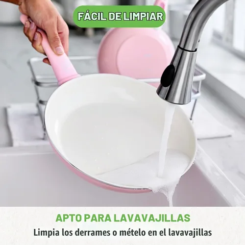 Vista 7 de GreenLife Sartén antiadherente de 8 pulgadas, cerámica no tóxica sin PFAS antiadherente, apta para lavavajillas y horno, asas que se mantienen Rosa