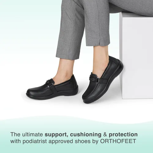 Vista 2 de Orthofeet - Alivio del dolor de pies y talón, ancho extendido, mejor fascitis plantar, ortopédica, diabética para mujer, Chelsea