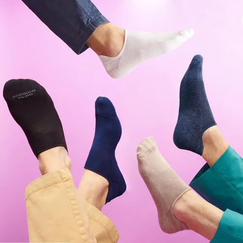 Vista 2 de Marcoliani Milano Calcetines de vestir para hombre - Invisible Sneaker MicroCushion Pima Algodón Color Sólido
