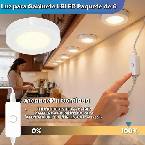 Vista 2 de Iluminación para debajo del gabinete, paquete de 6 luces LED 3 PAQUETES
