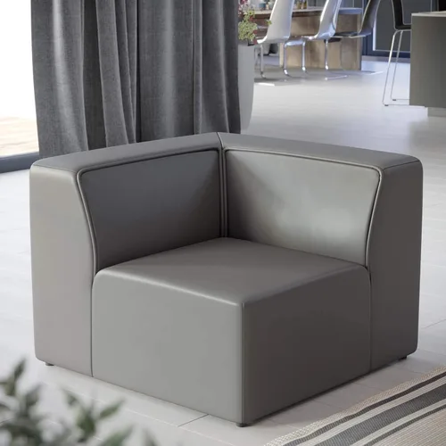 Vista 17 de Modway Mingle Sofá seccional de cuero vegano Silla con brazo izquierdo en gris