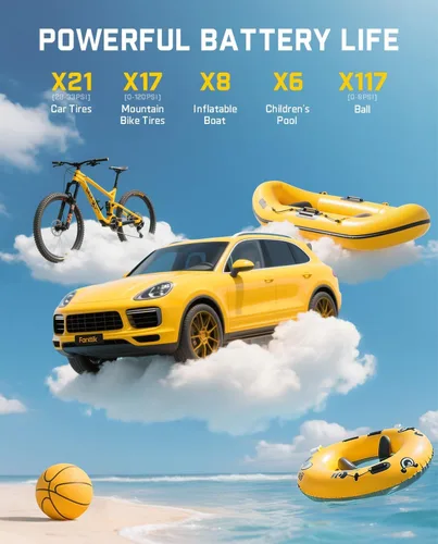 Vista 4 de Fanttik X9 Clásico Inflador/Soplador 2-EN-1, Inflador de Neumáticos Compresor de Aire Portátil con Luz y Banco de Energía, Bomba de Aire Inalámbrica