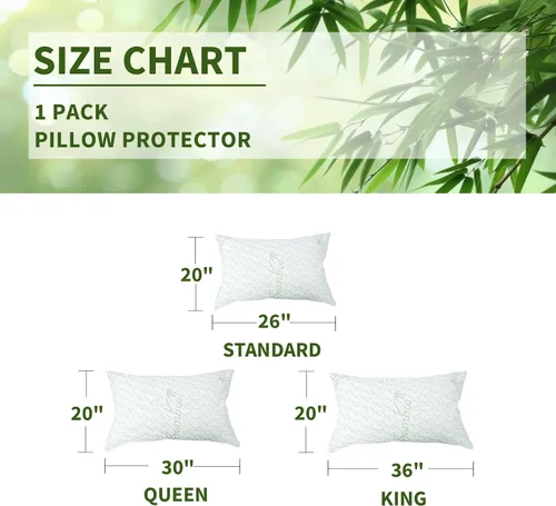 Vista 6 de Safe and Sound Protector de almohada impermeable con cremallera, tamaño estándar, de viscosa de bambú, transpirable, suave, funda de almohada