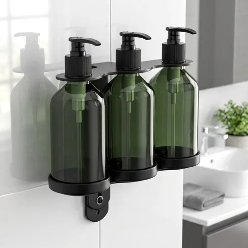 Vista 6 de Wall Mount Soap Dispenser 3-Pack Refillable Black