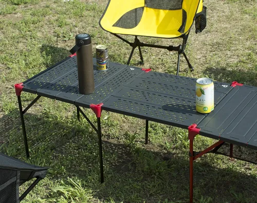 Vista 9 de Mesa plegable extensible, área de mesa grande, ultraligera, compacta con mesa hueca y bolsa de transporte para camping, mochilero, playa, concierto
