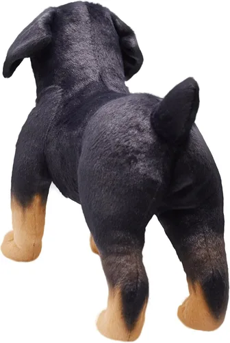 Vista 6 de Juguete realista de peluche para perro Rottweiler, juguete de peluche de simulación, súper realista, los perros negros actúan como verdaderos