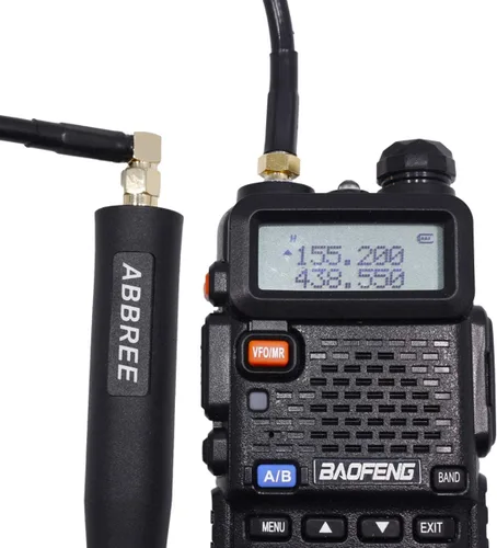 Vista 4 de Abbree SMA - Antena de banda dual hembra VHF/UHF 144/430 MHz antena de látigo suave de alta ganancia para radio bidireccional Baofeng UV-5R UV-82.