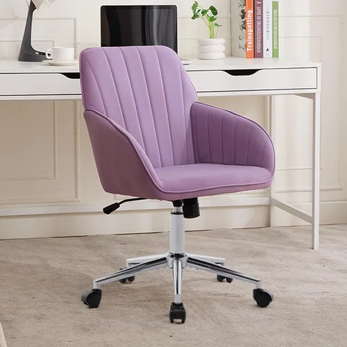 Vista 18 de Silla de escritorio de terciopelo para oficina en casa, bonita y cómoda silla giratoria de 360° con altura ajustable para adolescentes, mujeres