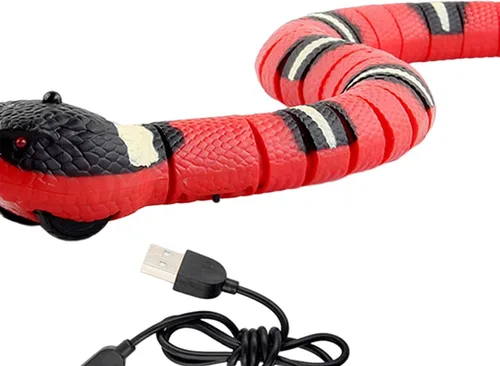 Vista 3 de Gralara Inteligente Sensing Serpiente Gato Interacción Jugar USB Recargable Serpiente Eléctrica Juguete Serpiente Falsa Serpiente para April Fools