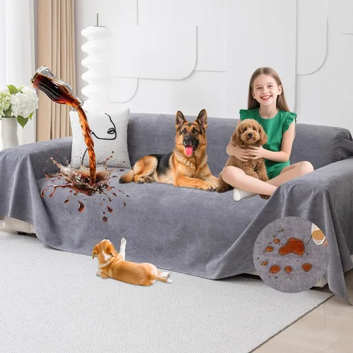 Vista 13 de Loiion Funda impermeable para sofá de perro 100% de doble cara - antideslizante, a prueba de fugas, protectores de sofá para mascotas para Almendra