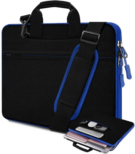 Vista 28 de Funda para laptop de 13.3 pulgadas con correa para el hombro, maletín delgado para computadora con correa compatible con MacBook Air/Pro 13/Pro 14