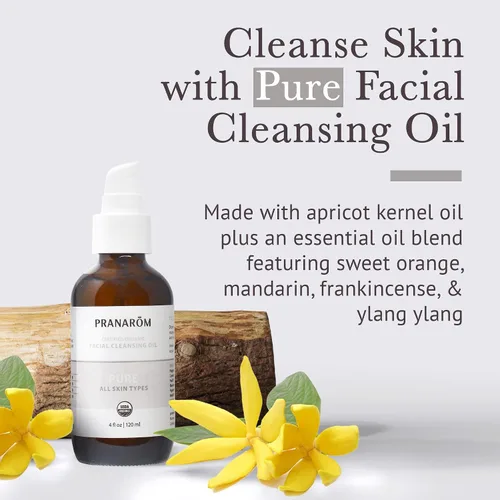 Vista 2 de Pranarom - Aceite de limpieza facial puro (4 onzas / 4.1 fl oz) - Aceite esencial 100% puro y natural para limpieza facial para maquillaje