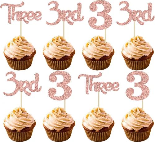 Vista 28 de 24 adornos para cupcakes de primer cumpleaños con purpurina para decoración de pastel de primer cumpleaños, selecciones de cupcakes para niños, baby