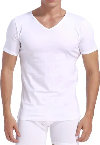 Vista 3 de Comfneat Camisetas interiores para hombre 100% algodón, cómodas camisetas con cuello en V (paquete de 46)